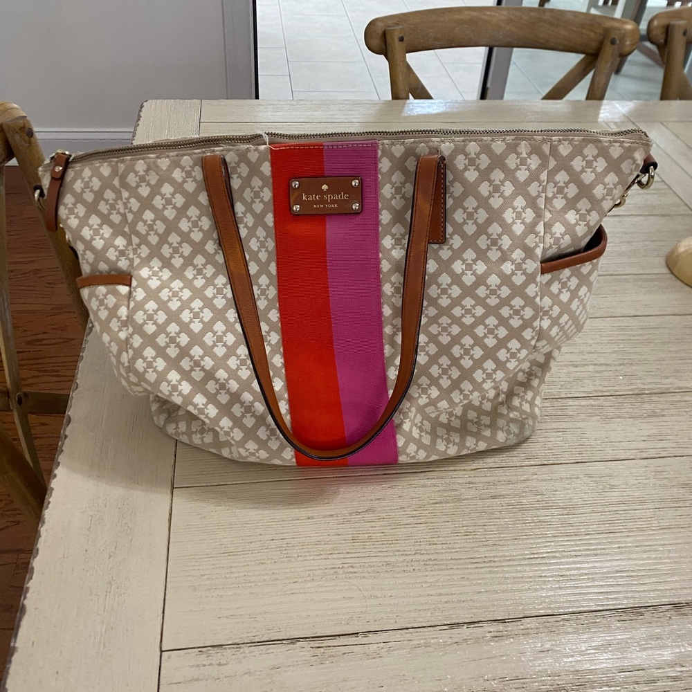 Kate Spade Tan and Red Tote Bag